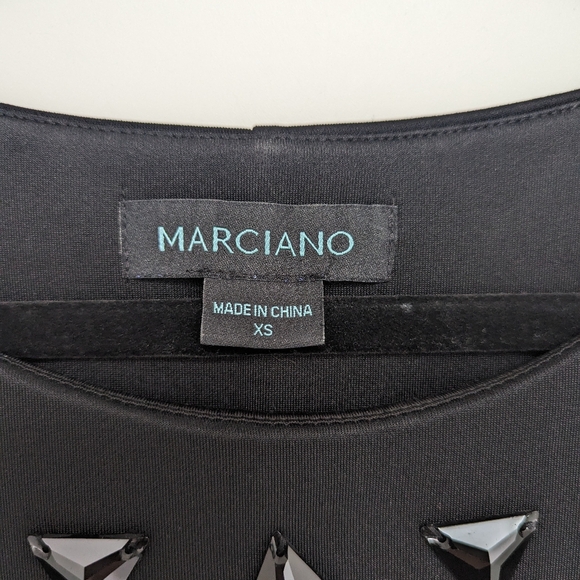 Marciano Black Beaded Scuba Style Short Sleeve Crop Top - Picture 5 of 12